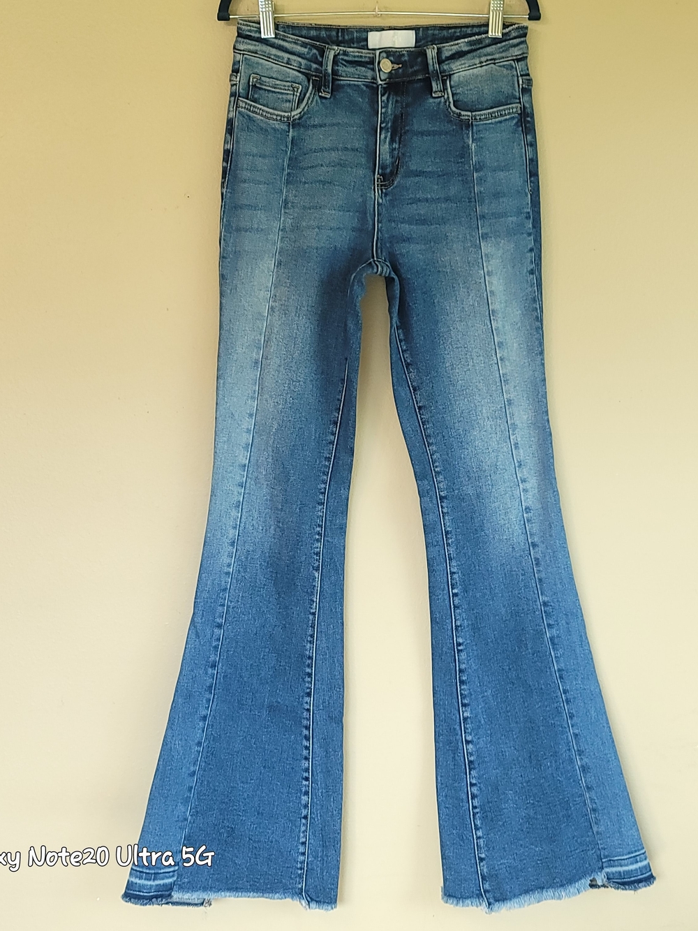 Vervet by Flying Monkey High Rise Front Seam Raw Hem Flare Jeans Sz 27 Like New